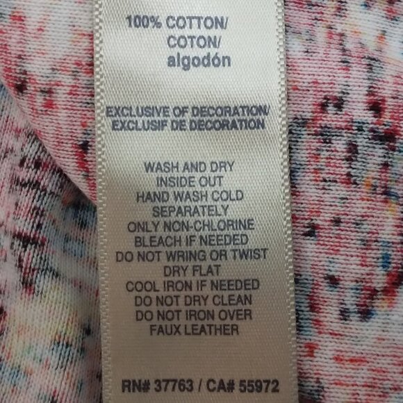 Rafaella | Black Leather Red Multi Print Top | Size L - Picture 8 of 8